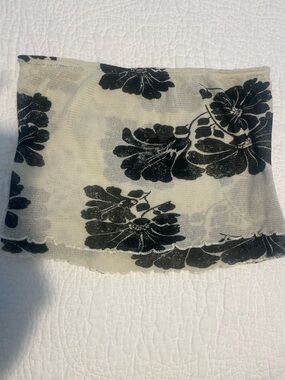 Free People Ivory Sheer Tube Top with Black Floral Print